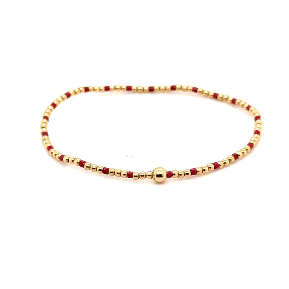 Enewton Hope Unwritten 2mm 14kt Gold Filled Red Seed Bead Stretch Bracelet